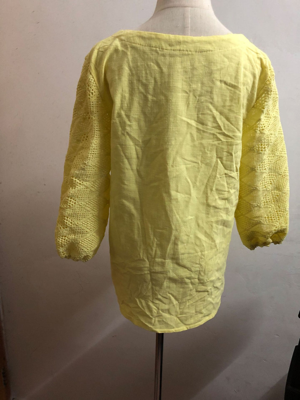 Lace Stitching U-neck 3 4 Sleeve T-shirt