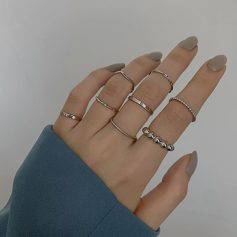 Womens Minimalist Wave Twisted-knot Vintage Artistic Ring