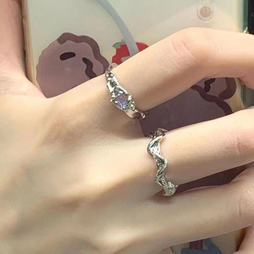 Moonstone Irregular Ring Wave Geometric Ring For Women
