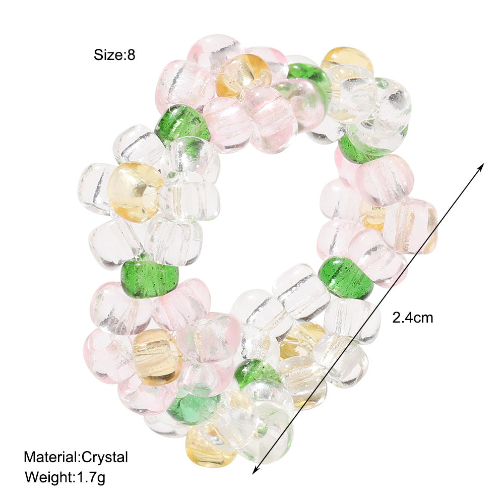 European And American Ins Style Creative Stretch Crystal Beads Ring Internet Celebrity